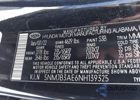 2022 Hyundai Tucson Sel from USA, damaged, VIN 5NMJB3AE6NH139325